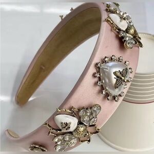 Pink Bee, Heart, Rhinestone Embellished Headband, new
